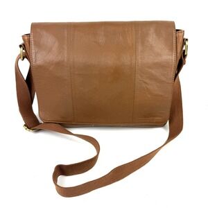 Rocha John Rocha Waxy Despatch Messenger Bag Brown Leather Crossbody Unisex